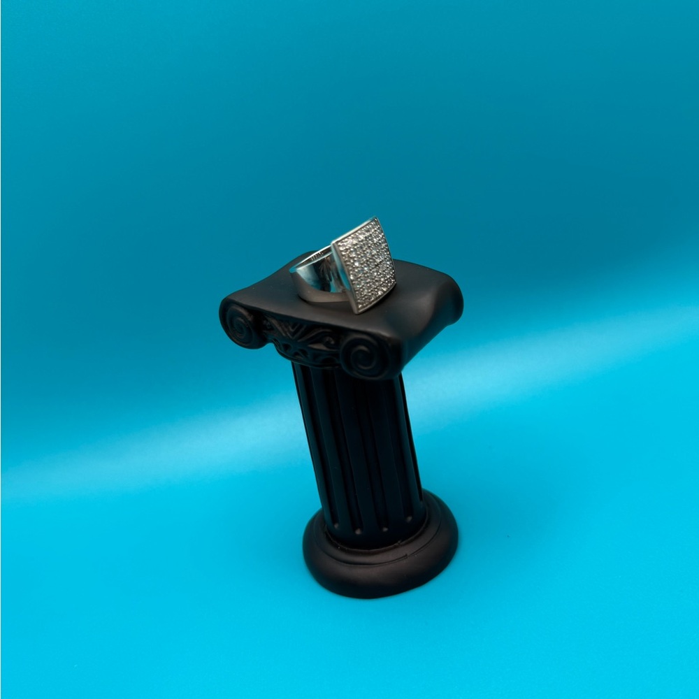 Square Silver Rhinestone Ring - image 7